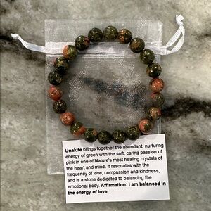 🍀 Reiki Infused Unakite Natural Stone Bracelet